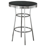 RETRO CHROME Retro 3-piece Round 1950s Bistro Pub Bar Table Set Black 2405-S3 - Ella Furniture