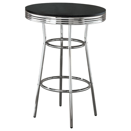 RETRO CHROME Retro 3-piece Round 1950s Bistro Pub Bar Table Set Black 2405-S3 - Ella Furniture