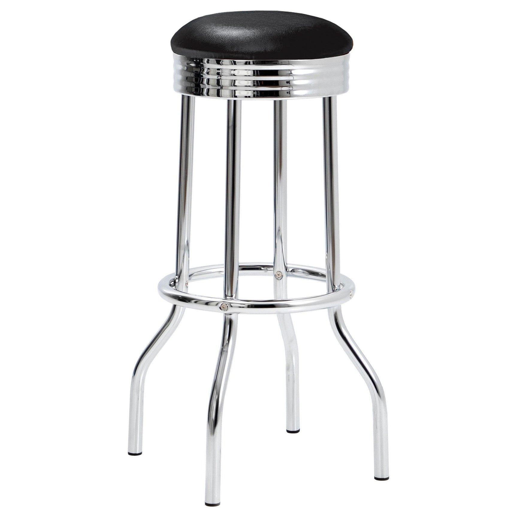 RETRO CHROME Retro 3-piece Round 1950s Bistro Pub Bar Table Set Black 2405-S3 - Ella Furniture