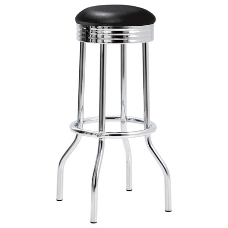 RETRO CHROME Retro 3-piece Round 1950s Bistro Pub Bar Table Set Black 2405-S3 - Ella Furniture