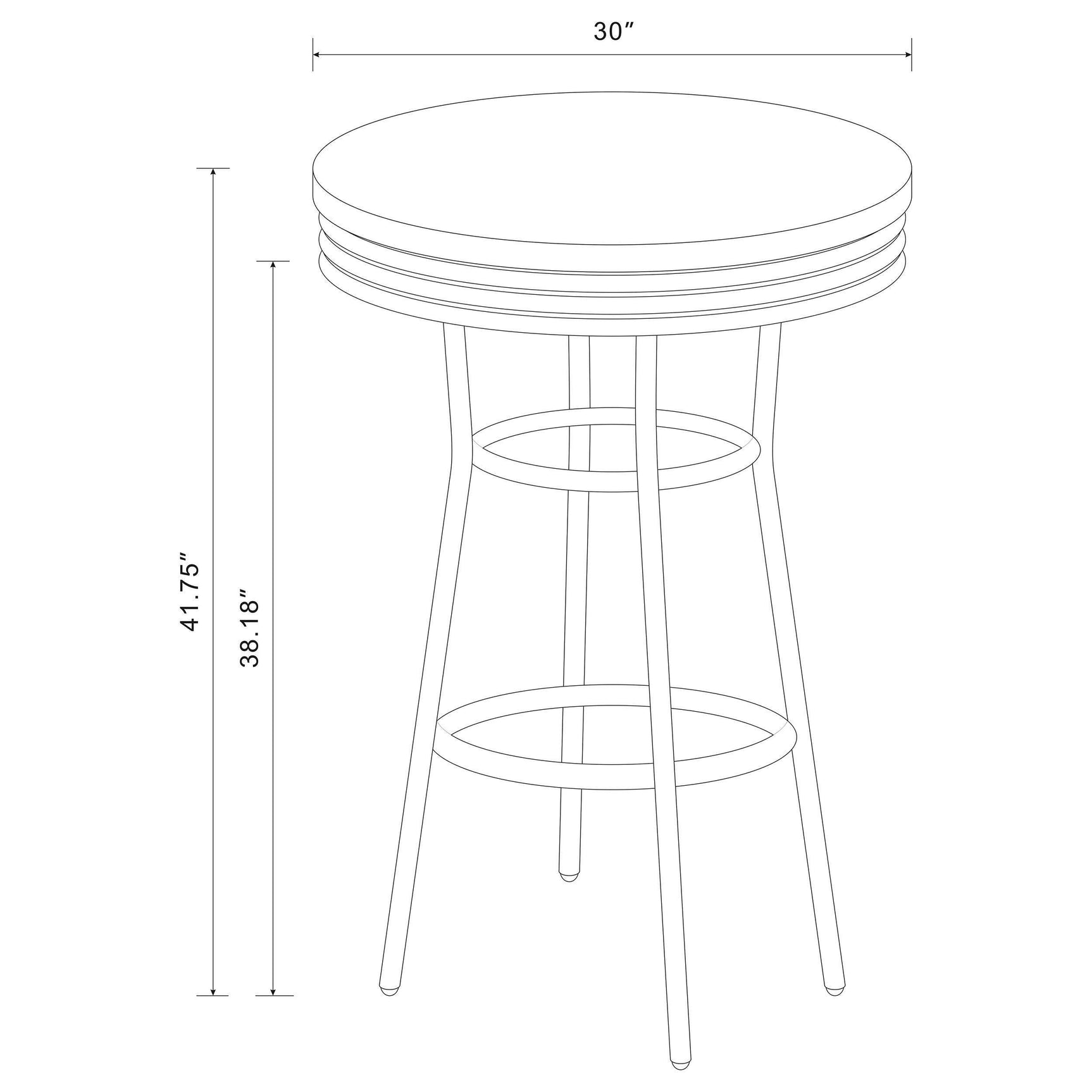 RETRO CHROME Retro 3-piece Round 1950s Bistro Pub Bar Table Set Black 2405-S3 - Ella Furniture