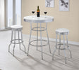RETRO CHROME Retro 3-piece Round 1950s Bistro Pub Bar Table Set White 2300-S3 - Ella Furniture