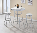 RETRO CHROME Retro 3-piece Round 1950s Bistro Pub Bar Table Set White 2300-S3 - Ella Furniture