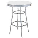 RETRO CHROME Retro 3-piece Round 1950s Bistro Pub Bar Table Set White 2300-S3 - Ella Furniture