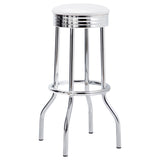RETRO CHROME Retro 3-piece Round 1950s Bistro Pub Bar Table Set White 2300-S3 - Ella Furniture