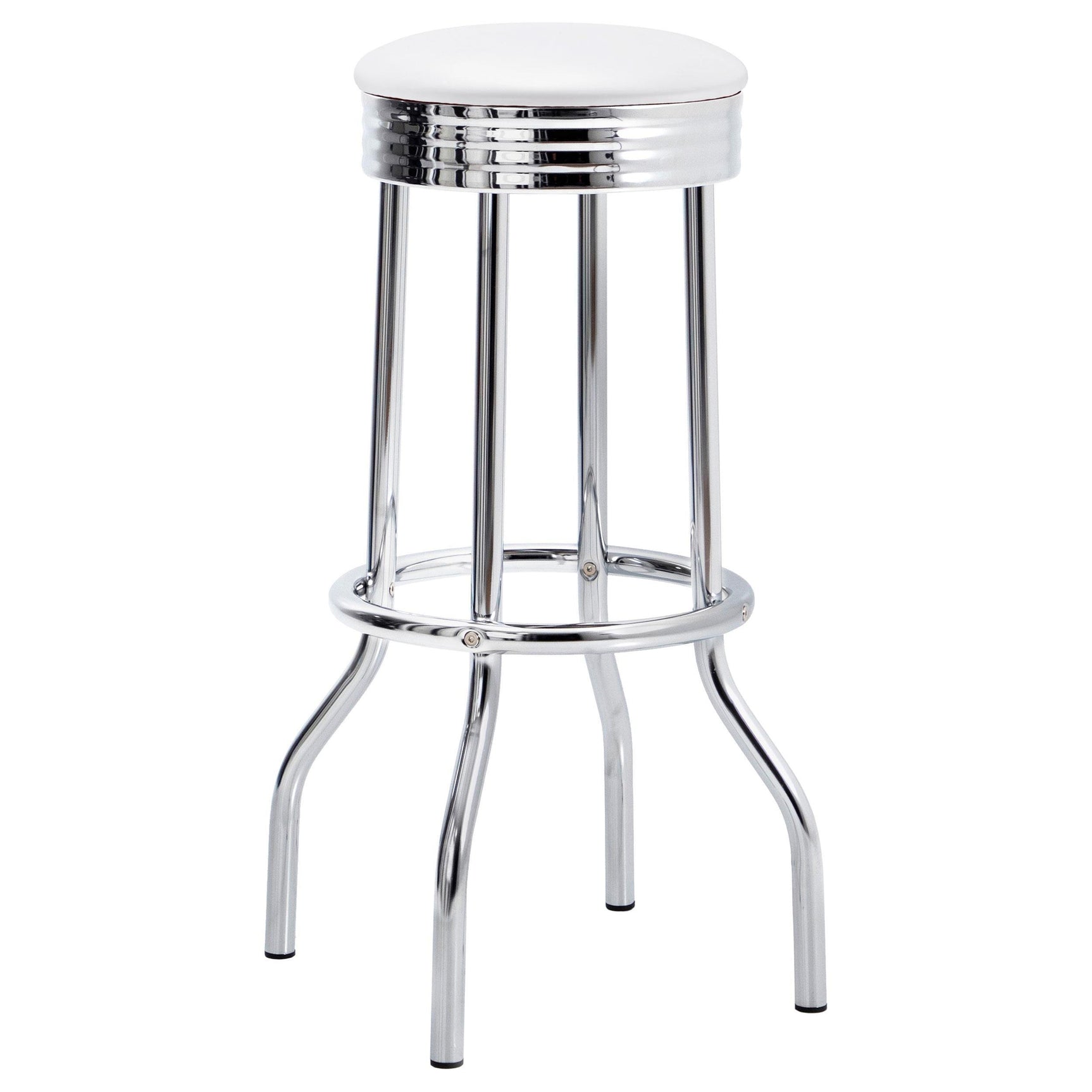 RETRO CHROME Retro 3-piece Round 1950s Bistro Pub Bar Table Set White 2300-S3 - Ella Furniture