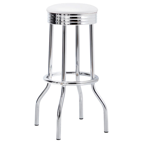 RETRO CHROME Retro 3-piece Round 1950s Bistro Pub Bar Table Set White 2300-S3 - Ella Furniture
