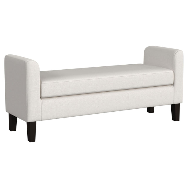 Rex Fabric Upholstered Accent Bench with Armrests Vanilla 910260 - Ella Furniture