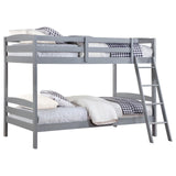 Rhea Wood Twin Over Twin Bunk Bed Grey 460563T - Ella Furniture