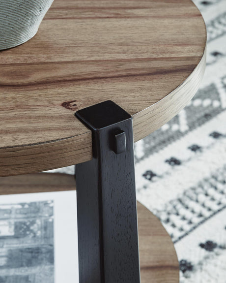 Ridgester Light Brown/Black End Table detail view