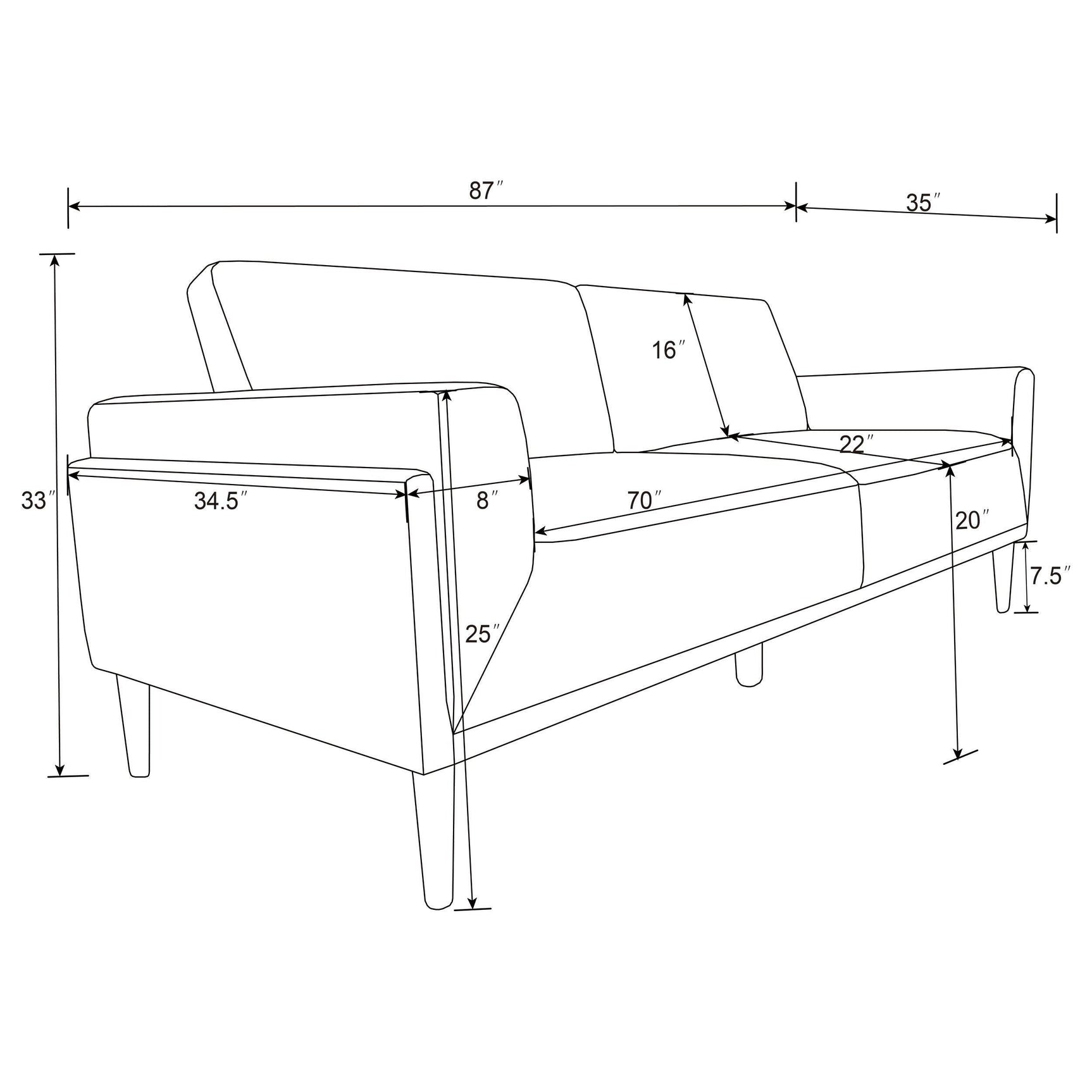 Rilynn 2-piece Upholstered Track Arm Sofa Set Brown 509521-S2 - Ella Furniture