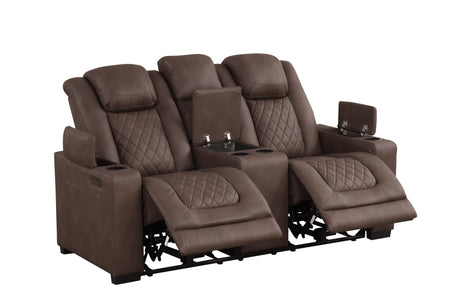 Rima Brown Air Leather Reclining 3-Piece Living Room Set view 7