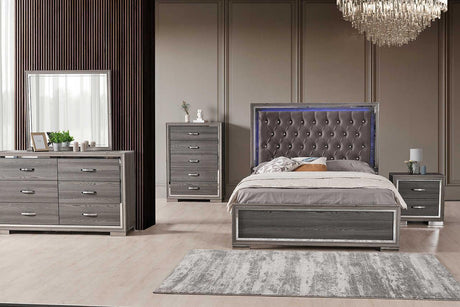 Rino Grey Upholstered Tufted King Bed - Ella Furniture