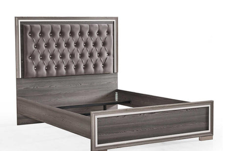 Rino Grey Upholstered Tufted King Bed - Ella Furniture