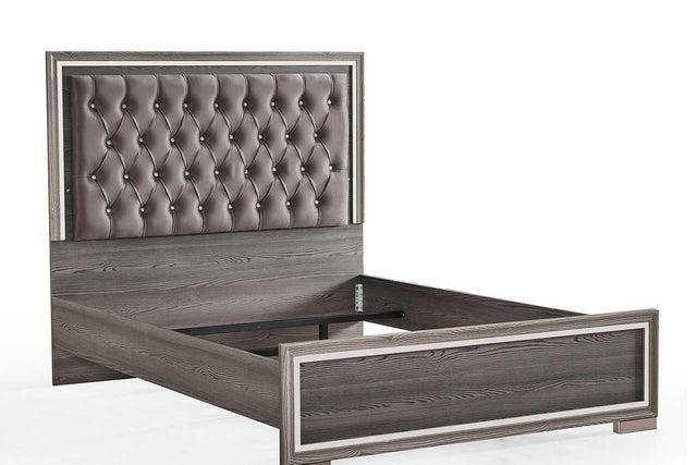 Rino Grey Upholstered Tufted King Bed - Ella Furniture
