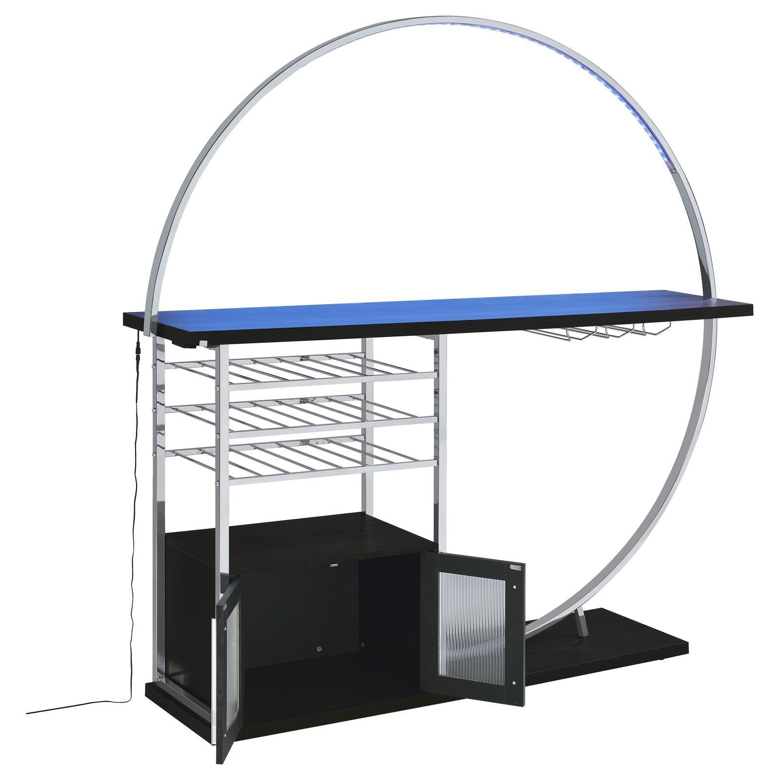 Risley 2-Door Circular LED Home Bar With Wine Storage Dark Charcoal 182799 - Ella Furniture