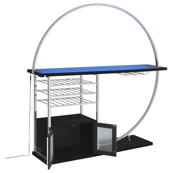 Risley 2-Door Circular LED Home Bar With Wine Storage Dark Charcoal 182799 - Ella Furniture