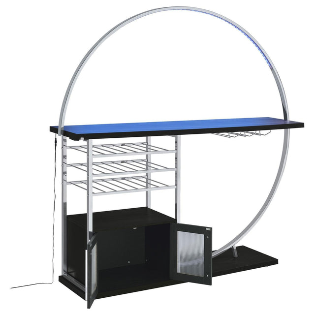 Risley 2-Door Circular LED Home Bar With Wine Storage Dark Charcoal 182799 - Ella Furniture