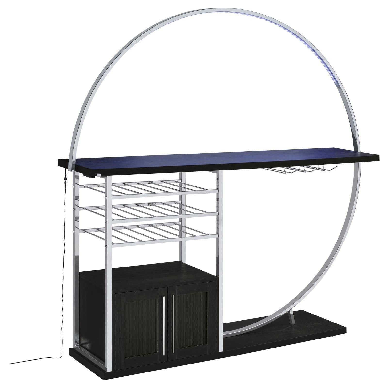 Risley 2-Door Circular LED Home Bar With Wine Storage Dark Charcoal 182799 - Ella Furniture
