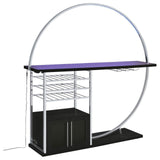 Risley 2-Door Circular LED Home Bar With Wine Storage Dark Charcoal 182799 - Ella Furniture