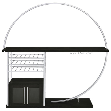 Risley 2-Door Circular LED Home Bar With Wine Storage Dark Charcoal 182799 - Ella Furniture