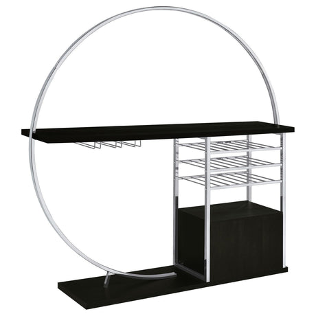 Risley 2-Door Circular LED Home Bar With Wine Storage Dark Charcoal 182799 - Ella Furniture