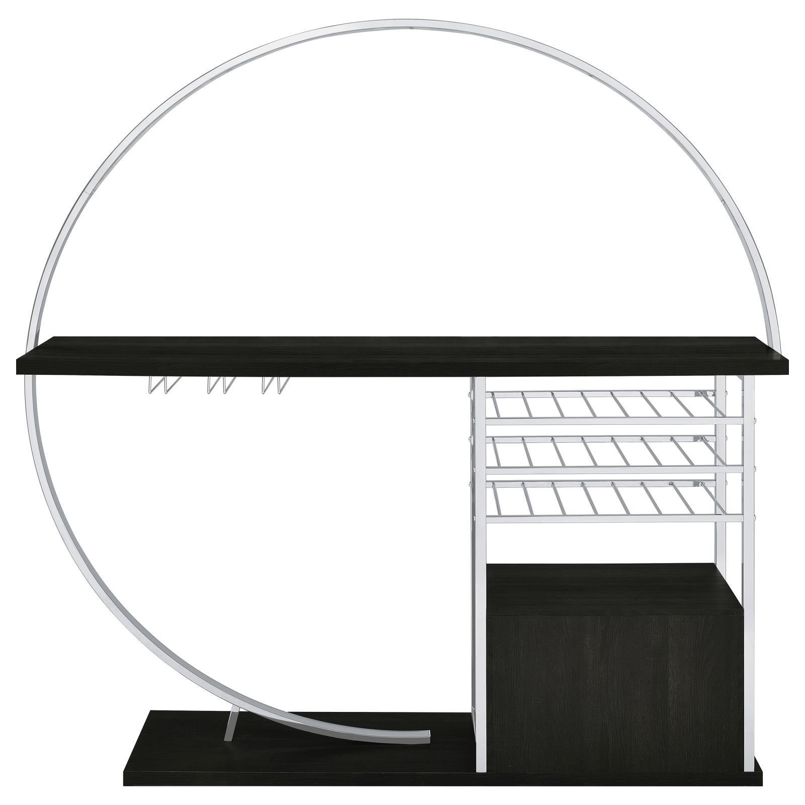 Risley 2-Door Circular LED Home Bar With Wine Storage Dark Charcoal 182799 - Ella Furniture