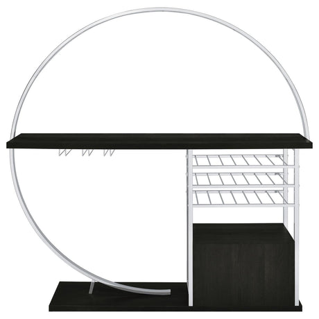 Risley 2-Door Circular LED Home Bar With Wine Storage Dark Charcoal 182799 - Ella Furniture