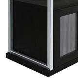 Risley 2-Door Circular LED Home Bar With Wine Storage Dark Charcoal 182799 - Ella Furniture