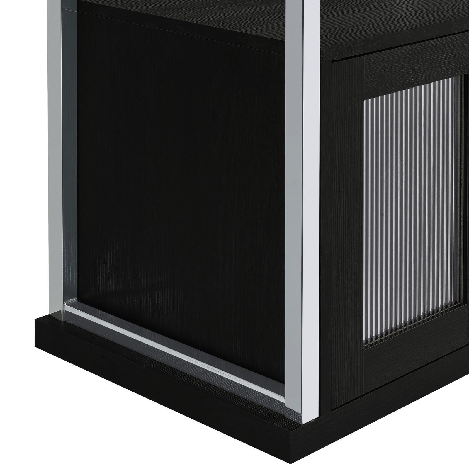 Risley 2-Door Circular LED Home Bar With Wine Storage Dark Charcoal 182799 - Ella Furniture