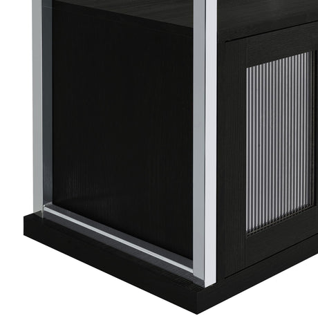 Risley 2-Door Circular LED Home Bar With Wine Storage Dark Charcoal 182799 - Ella Furniture