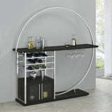 Risley 2-Door Circular LED Home Bar With Wine Storage Dark Charcoal 182799 - Ella Furniture