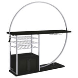 Risley 2-Door Circular LED Home Bar With Wine Storage Dark Charcoal 182799 - Ella Furniture