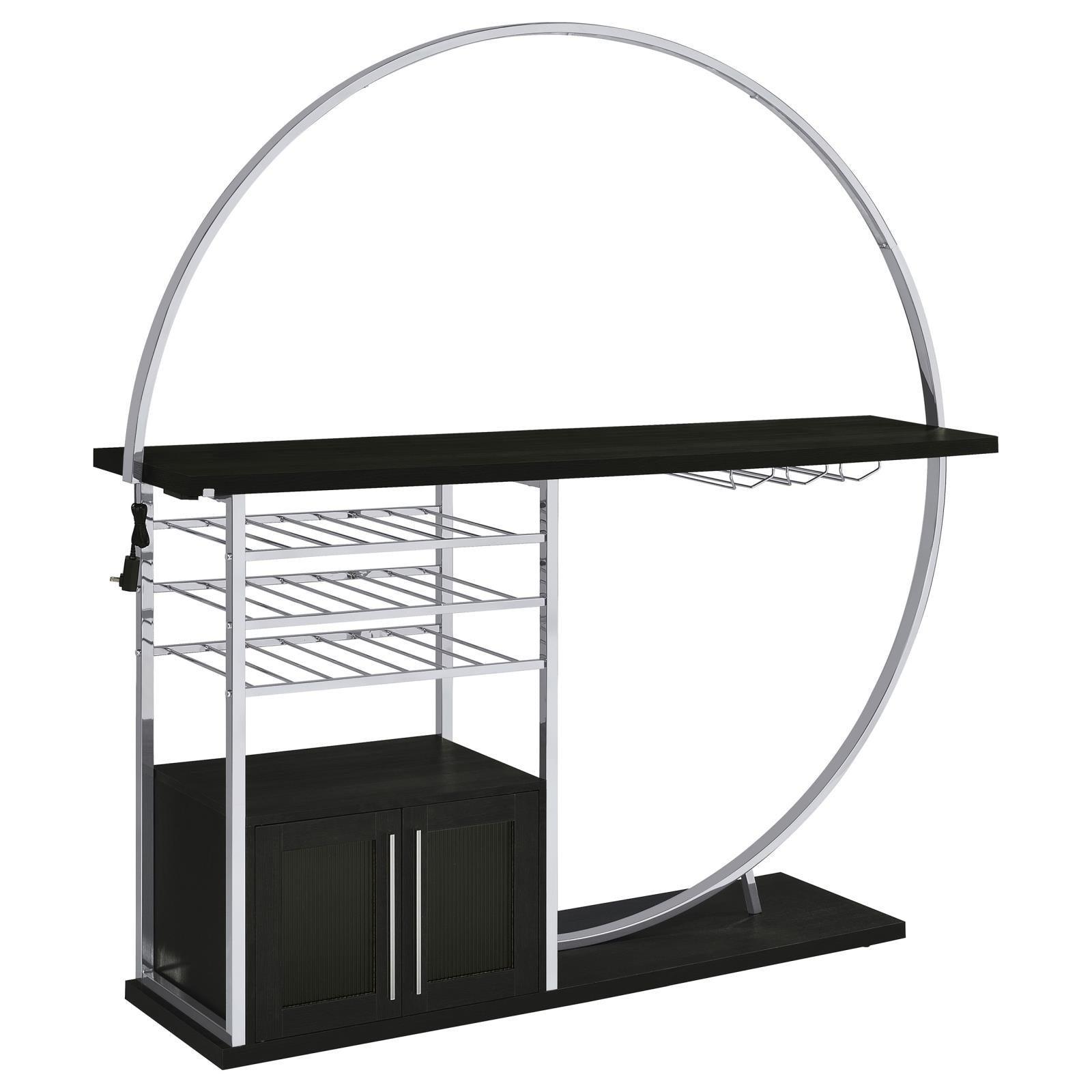 Risley 2-Door Circular LED Home Bar With Wine Storage Dark Charcoal 182799 - Ella Furniture