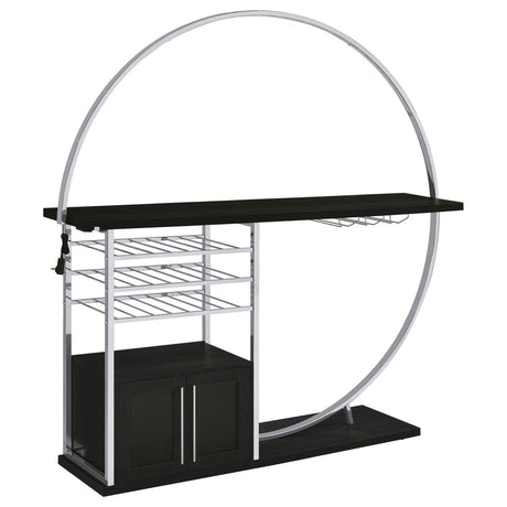 Risley 2-Door Circular LED Home Bar With Wine Storage Dark Charcoal 182799 - Ella Furniture