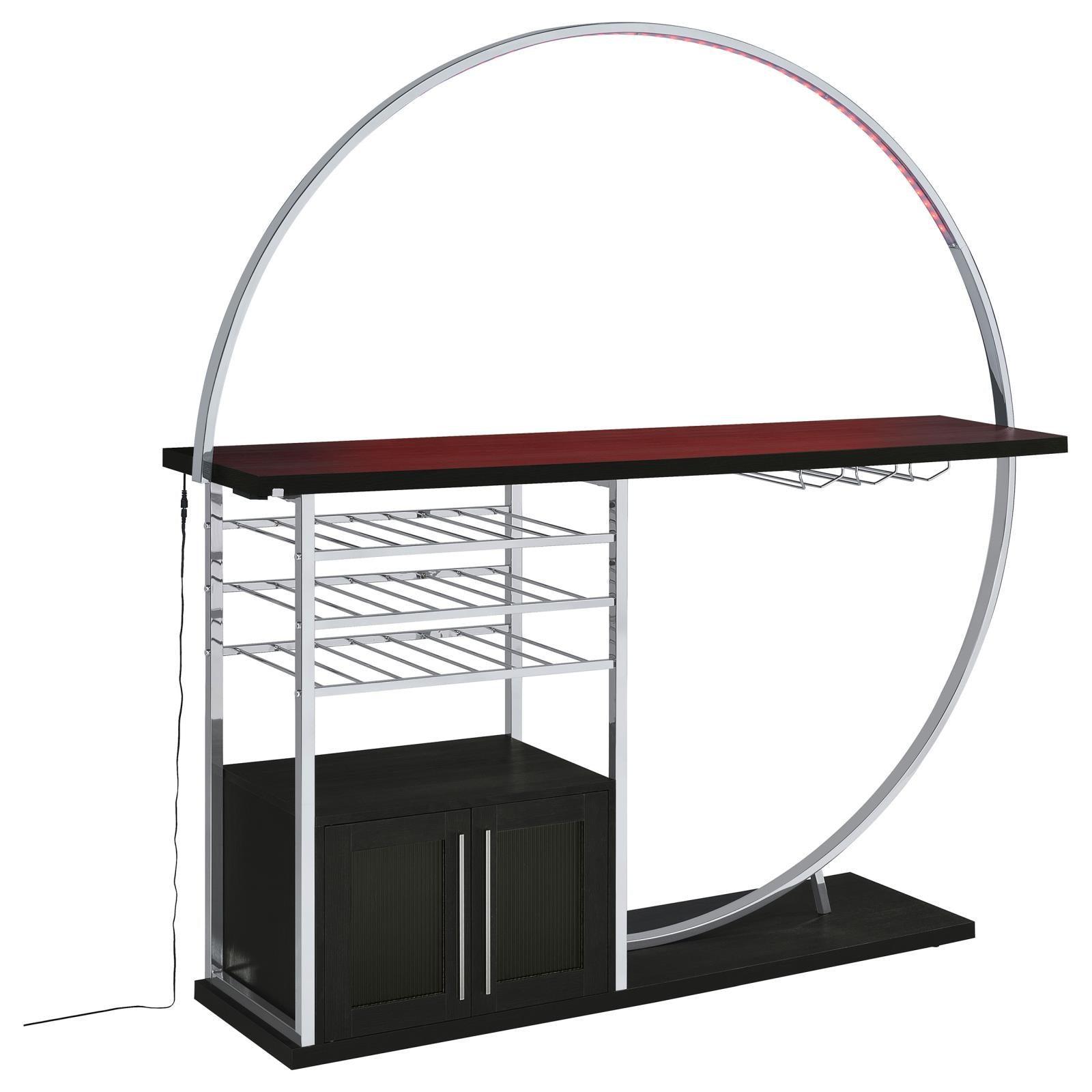 Risley 2-Door Circular LED Home Bar With Wine Storage Dark Charcoal 182799 - Ella Furniture
