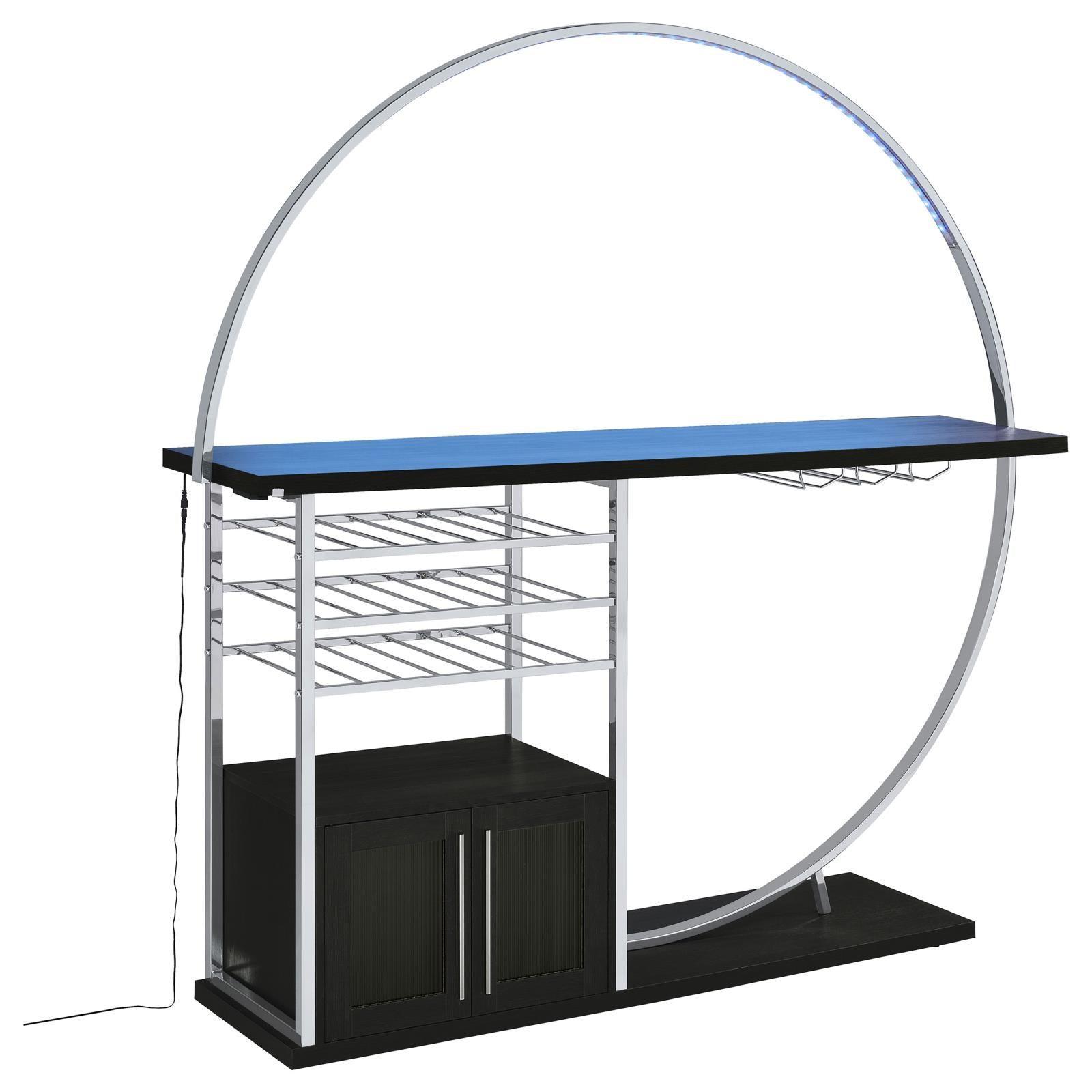 Risley 2-Door Circular LED Home Bar With Wine Storage Dark Charcoal 182799 - Ella Furniture