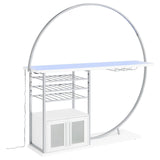 Risley 2-Door Circular LED Home Bar With Wine Storage White High Gloss 182798 - Ella Furniture