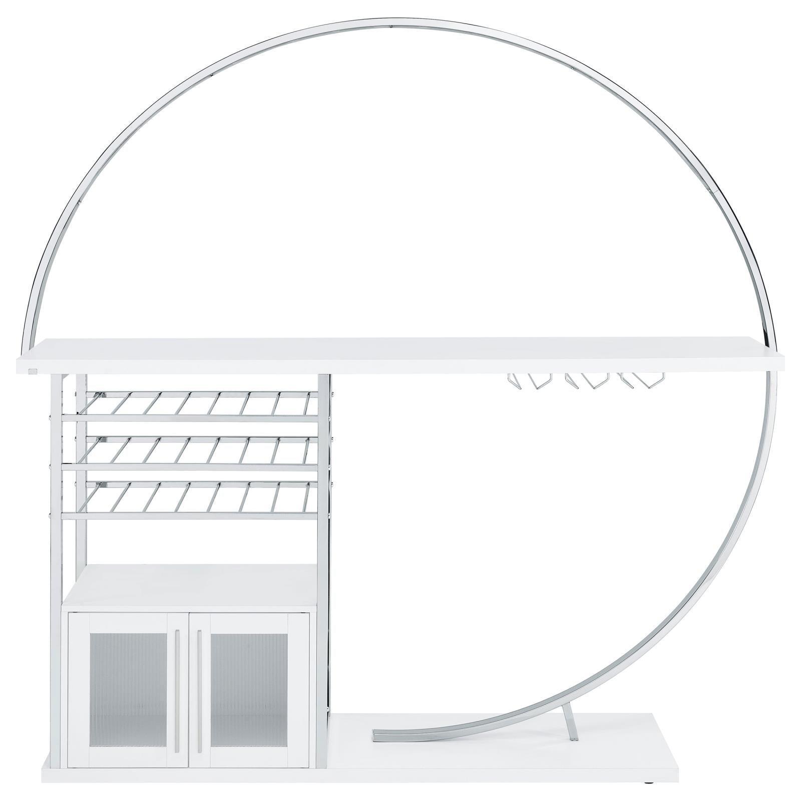 Risley 2-Door Circular LED Home Bar With Wine Storage White High Gloss 182798 - Ella Furniture