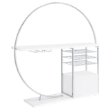 Risley 2-Door Circular LED Home Bar With Wine Storage White High Gloss 182798 - Ella Furniture