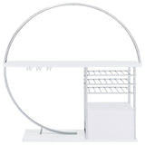Risley 2-Door Circular LED Home Bar With Wine Storage White High Gloss 182798 - Ella Furniture