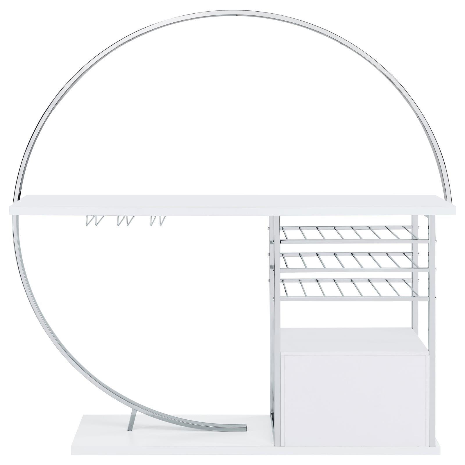 Risley 2-Door Circular LED Home Bar With Wine Storage White High Gloss 182798 - Ella Furniture