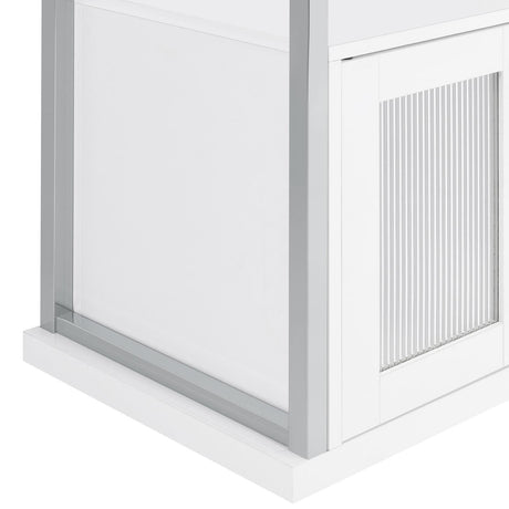 Risley 2-Door Circular LED Home Bar With Wine Storage White High Gloss 182798 - Ella Furniture
