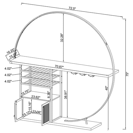 Risley 2-Door Circular LED Home Bar With Wine Storage White High Gloss 182798 - Ella Furniture