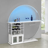 Risley 2-Door Circular LED Home Bar With Wine Storage White High Gloss 182798 - Ella Furniture