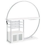 Risley 2-Door Circular LED Home Bar With Wine Storage White High Gloss 182798 - Ella Furniture