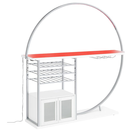 Risley 2-Door Circular LED Home Bar With Wine Storage White High Gloss 182798 - Ella Furniture