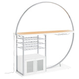 Risley 2-Door Circular LED Home Bar With Wine Storage White High Gloss 182798 - Ella Furniture