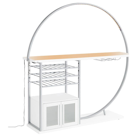 Risley 2-Door Circular LED Home Bar With Wine Storage White High Gloss 182798 - Ella Furniture