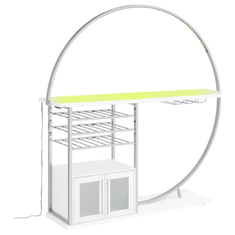 Risley 2-Door Circular LED Home Bar With Wine Storage White High Gloss 182798 - Ella Furniture